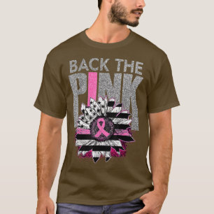T-shirt Retour Le Drapeau De Tournesol Rose Ribbon Cancer 