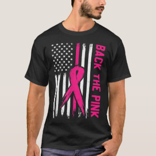 T-shirt Retour Le Drapeau rose Américain Ribbon Cancer du