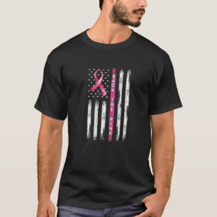 T-shirt Retour Le Ruban Rose Américain Drapeau Cancer du