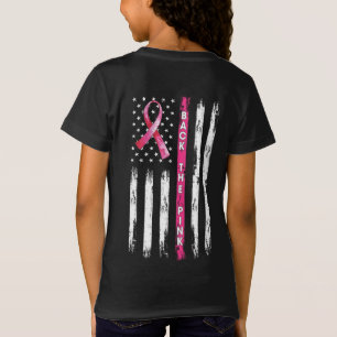T-Shirt Retour Le Ruban Rose Américain Drapeau Cancer Du S
