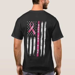 T-shirt Retour Le Ruban Rose Américain Drapeau Cancer Du S