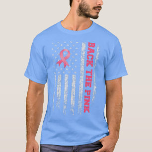 T-shirt Retour Le Ruban Rose US Drapeau Cancer du sein Pri