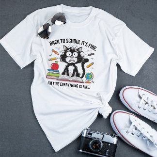 T-shirt Retourner à l'école Chat noir C'est bon Je vais bi