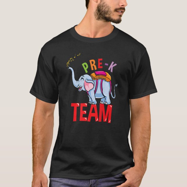 T-shirt Retourner À L'École Elephant Pre K Team (Devant)