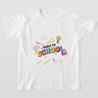 T-shirt Retourner à l'école Fournitures Chemise Doodle col