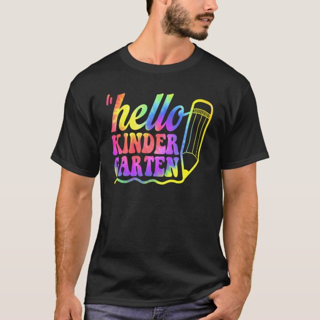 T-shirt Retourner À L'École Hello Kindergarten Tie Dye (Devant)