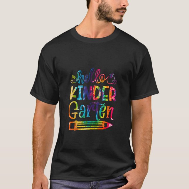T-shirt Retourner À L'École Hello Kindergarten Tie Dye Ens (Devant)