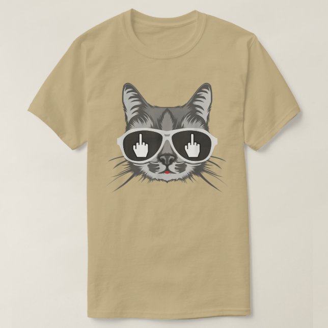 T-shirt Retourner Du Chat, Le Chat Du Doigt Moyen (Design devant)