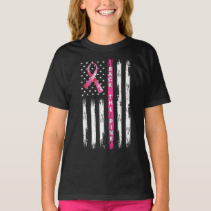 T-shirt Retourner Le Ruban rose Drapeau Sensibilisation au