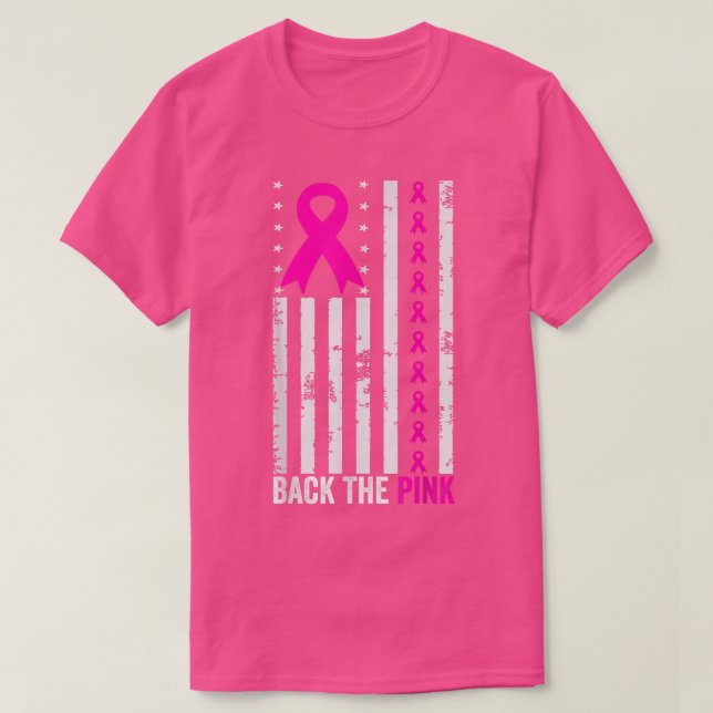 T-shirt Retourner Le Ruban rose Drapeau Sensibilisation au (Design devant)