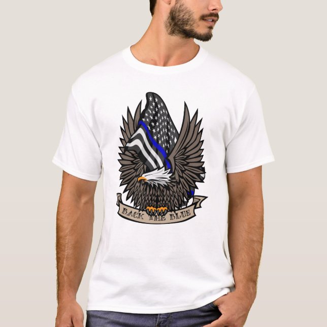 T-shirt Retournez le drapeau de la Ligne bleue de la polic (Devant)