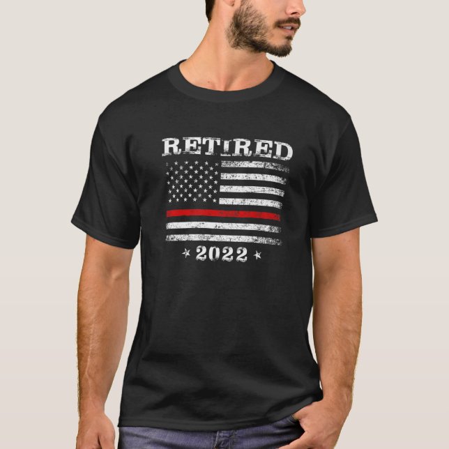 T-shirt Retraité 2022 Mince Red Line Flag Retire (Devant)
