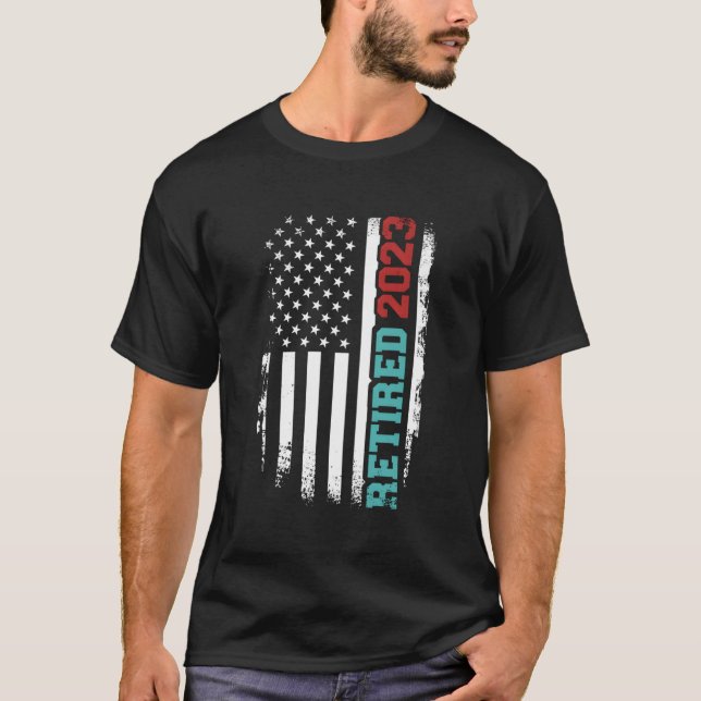 T-shirt Retraite 2023 Us American Flag Pour La Retraite Et (Devant)