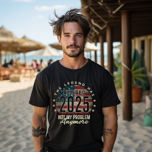 T-shirt Retraité 2025 Plus Mon Problème Plus Jamais Drapea