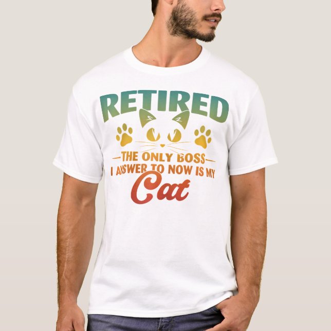 T-shirt Retraité Chat Funny Retraite 2024 Décoration (Devant)
