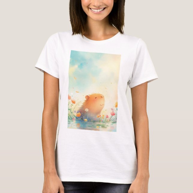 T-shirt Retraite de Fleur d'Étang de Capybara (Devant)