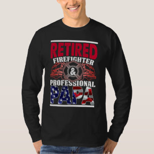 T-shirt Retraité Firefighter Professional Papa USA Drapeau