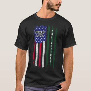 T-shirt Retraité O6 Colonel Col Rank American Flag