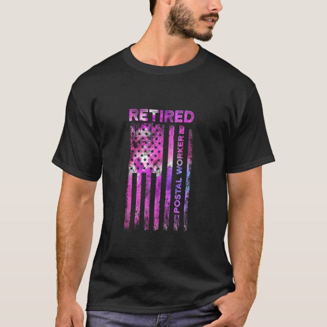 T-shirt Retraité Postal Worker Us drapeaux Mailman Retrait (Devant)