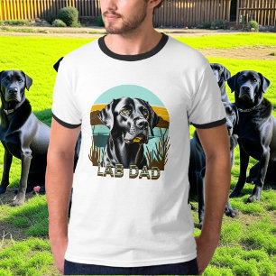T-shirt Rétreiver Labrador noir Papa Lab