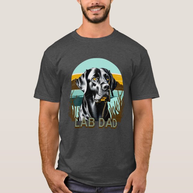 T-shirt Rétreiver Labrador noir | Papa Lab (Devant)