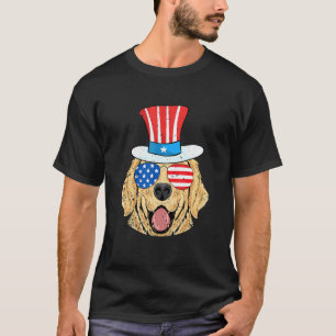 T-shirt Rétreivers dorés Chien 4 juillet Hommes Femmes Dra
