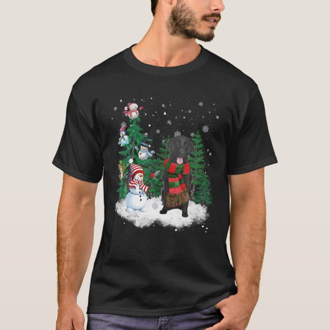 T-shirt Retriever à couche plate Chien Noël Snowman Noël S (Devant)