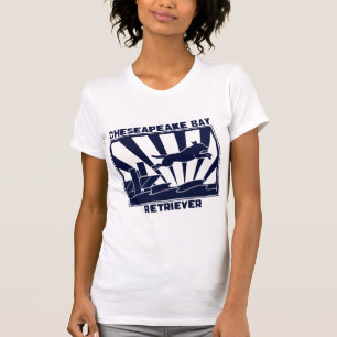 T-shirt Retriever de la Baie de Chesapeake sautant de dock