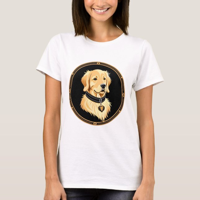 T-shirt Retriever doré avec collier élégant (Devant)