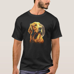 T-shirt Retriever doré avec pleine lune - Amoureux de chie