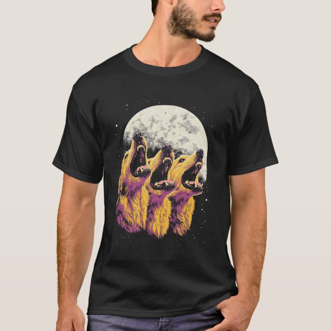 T-shirt Retriever doré hurle à la Lune (Devant)