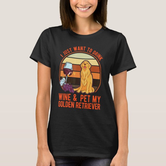 T-shirt Retrievers dorés drôles et vin (Devant)