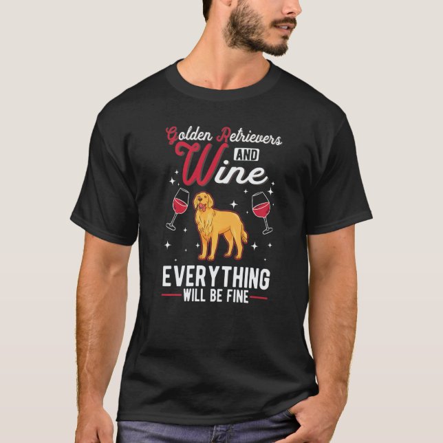 T-shirt Retrievers dorés drôles et vin (Devant)