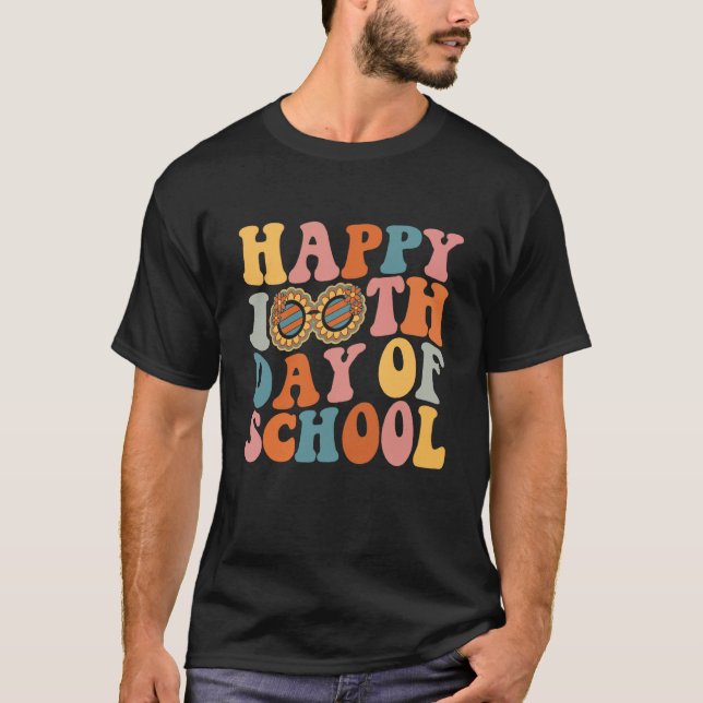 T-shirt Retro 100 Days Of School Teacher Boys Girls 100th  (Devant)