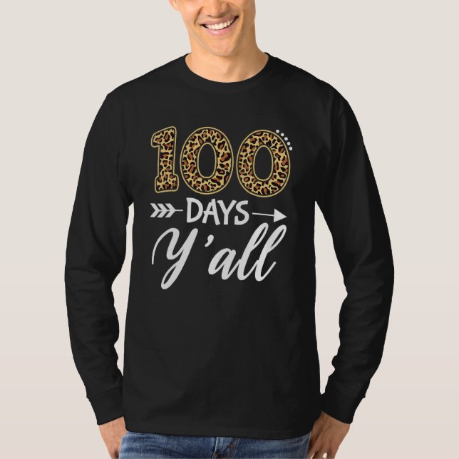 T-shirt Retro 100 Days Y'all Teacher Or Student 100th Day  (Devant)