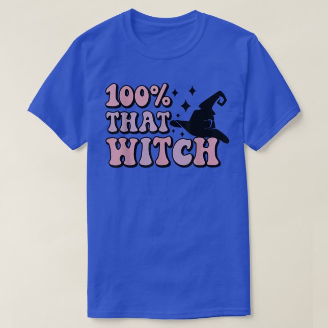T-shirt Rétro 100% Que Sorcière Drôle 100 Halloween (Design devant)