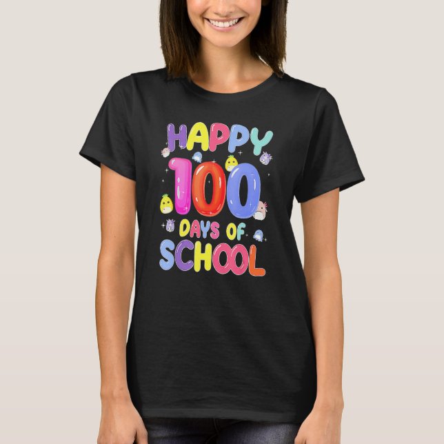 T-shirt Retro 100th Day Of School Teachers Kids Child Happ (Devant)