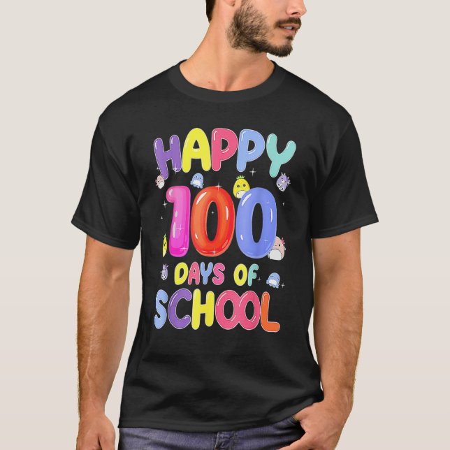 T-shirt Retro 100th Day Of School Teachers Kids Child Happ (Devant)