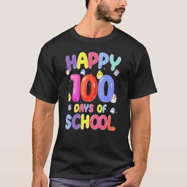 T-shirt Retro 100th Day Of School Teachers Kids Child Happ (Devant)