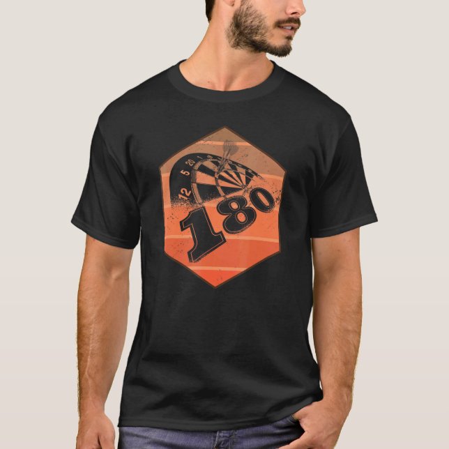 T-shirt Retro 180 Darts Dartboard Trophy Dart (Devant)