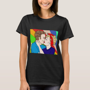 T-shirt Retro 1950 Pop Art Style Couple Kissing