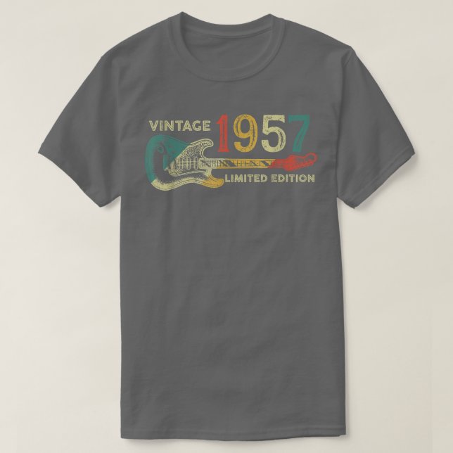 T-shirt Retro 1957 birthday gift for men Guitar Player 65t (Design devant)