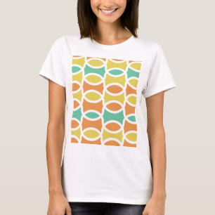 T-shirt Rétro 1960s Cercles Ovals Orange Or Turquoise