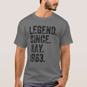 T-shirt Rétro 1963 Anniversaire Mai Born Légende depuis 19