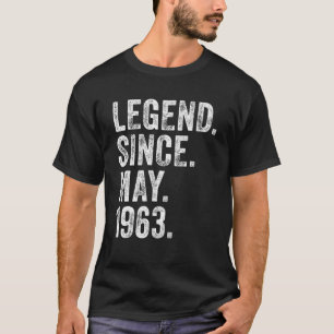 T-shirt Rétro 1963 Anniversaire Mai Born Légende depuis 19