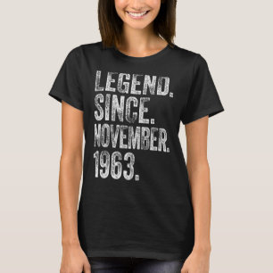 T-shirt Rétro 1963 Anniversaire Novembre Né Légende depuis