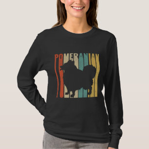 T-shirt Rétro 1970 S Chien Poméranien Silhouette Cracked D