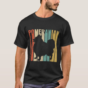 T-shirt Rétro 1970 S Chien Poméranien Silhouette Cracked D