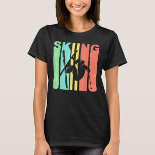T-shirt Retro 1970 Style Extreme Skier Silhouette Skier