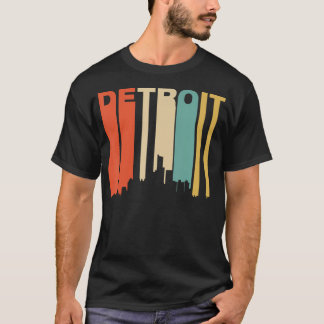 T-shirt Retro 1970'S Style Detroit Michigan Skyline